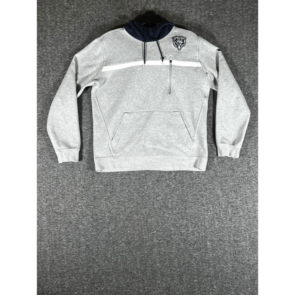 Nike Chicago Bears NFL Hoodie Grey Navy Blue Zipper Pocket Mens Large